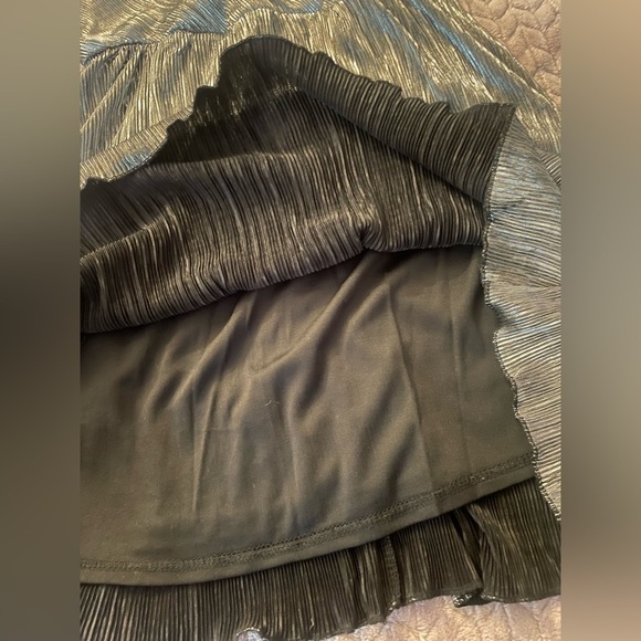 Y2K Metallic Dress Plunge Neck Black Silver Dress S party dress - Picture 6 of 11